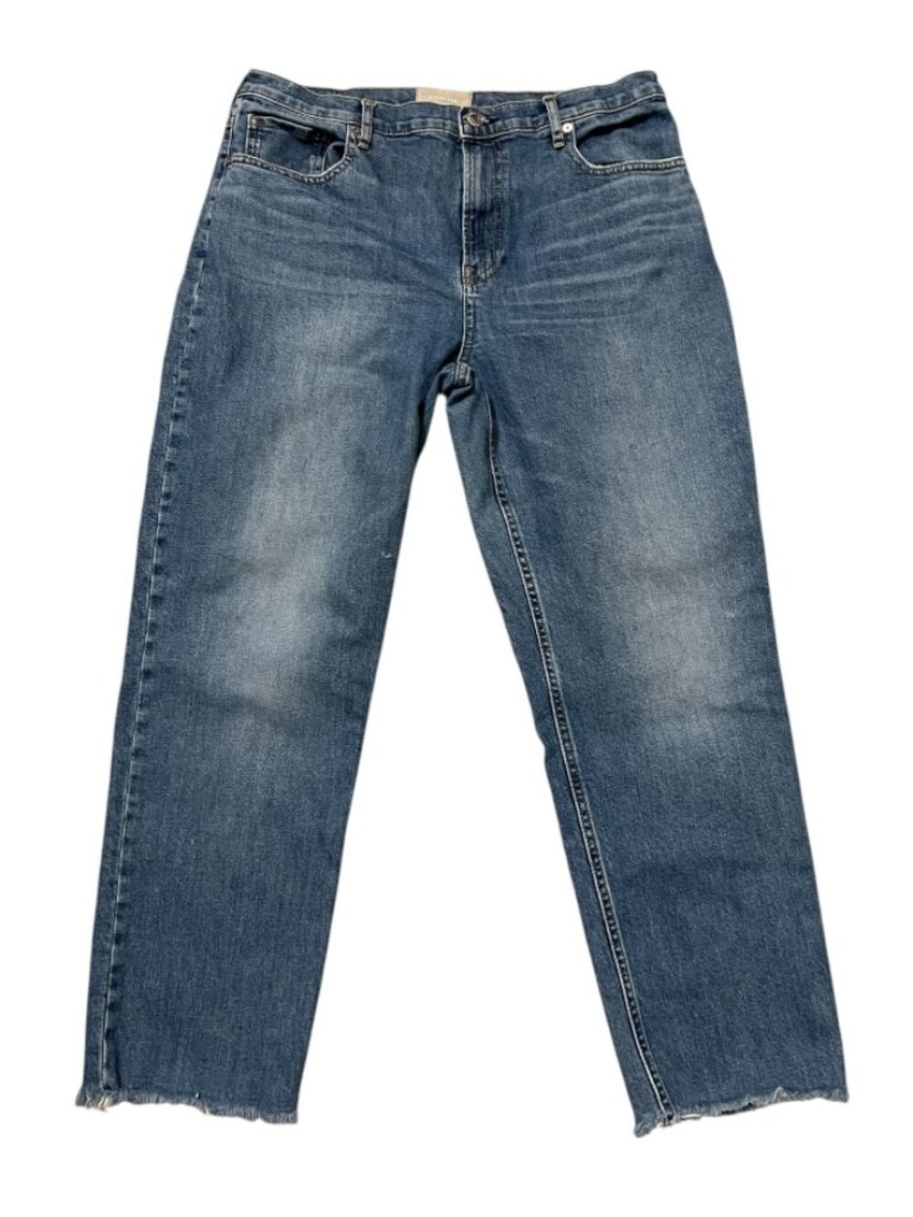 Everlane The Cheeky Jean Womens 32 Blue Straight Crop Raw Hem High Rise
